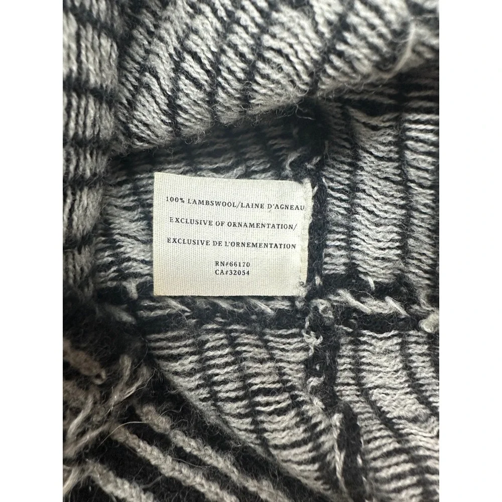 Sparrow‎ Anthropologie Lambswool Cardigan Sweater Womens M Black White Striped